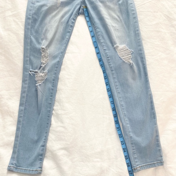 Wax Jeans Women's Juniors Ankle Length Skinny Leg Denim Overalls - Picture 15 of 15